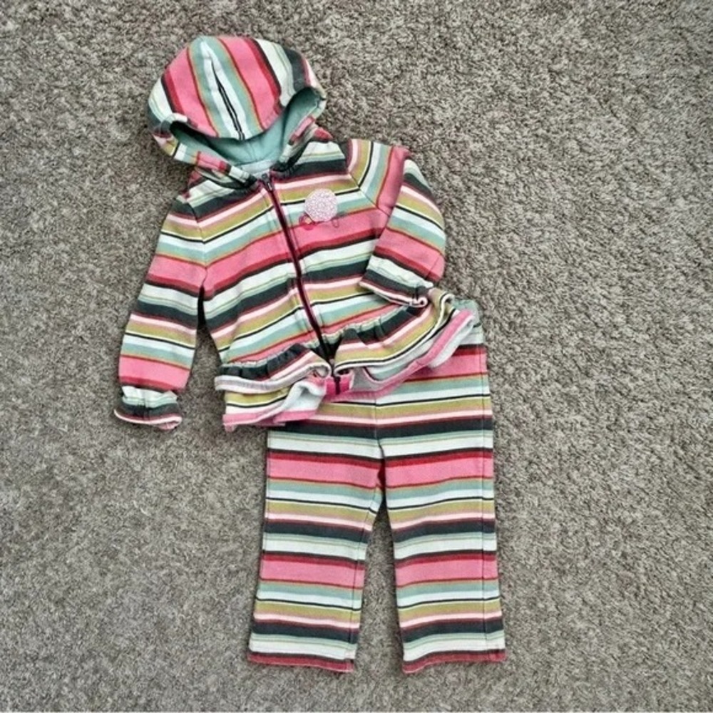 Genuine Kids from OshKosh Baby I Striped Hoodie Pants‎ Outfit Set I Size 24M EUC